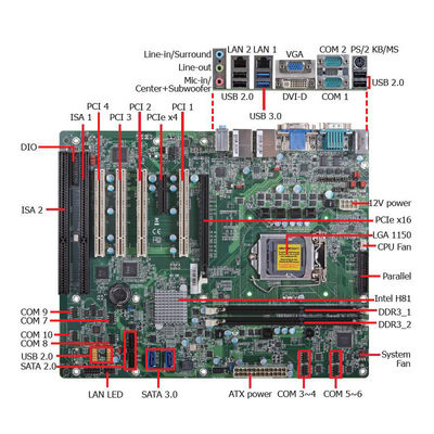 DFI HD620 Intel® H81 Motherboard With 2 ISA Slot 10 COM  Dual LAN ATX Industrial Mainboard